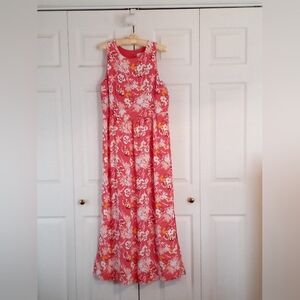 LOFT Petite Maxi Dress In Vibrant Coral Pink, Size 12P NWT